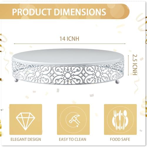 Wenqik 14 Inch Cake Stand, Metal Round Cake Stands Set - Image 2