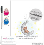 Teddy Bear and Moon Baby Shower Fingerprint Poster Guestbook Alternative Set with Ink Pads and Pen (Gender Reveal Party, 8.5x11 Inches) - Image 3
