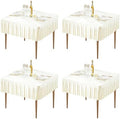 Wish Care 4 Pack Ivory Spandex Tablecloths for 34x34 Inch Square Tables, Stretch Fitted Table Clothes with Pleated Ruffle Skirt for 34” Table, Wrinkle Free and Elastic, for Party Kitchen Home Dining by WishCare