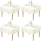 Wish Care 4 Pack Ivory Spandex Tablecloths for 34x34 Inch Square Tables, Stretch Fitted Table Clothes with Pleated Ruffle Skirt for 34” Table, Wrinkle Free and Elastic, for Party Kitchen Home Dining by WishCare
