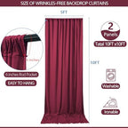 ESGOTBME 10x10ft Wrinkle Free ‌Burgundy Backdrop Curtain for Parties Soft Fabric Drapes Wedding ‌Curtain Backdrop for Birthday Party Decorations Background for Photography 5x10ft, 2 Panels - Image 4