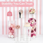 5-Piece Clear Acrylic Pedestal Display Stands Set, 77lbs Load Capacity, Round Cylinder Pedestal Display Plinth Pillars, Modern Display Columns, Large Cylinder Plinths Elegant Display Stand (5-Piece) - Image 2