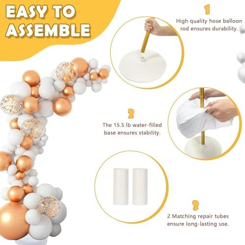 Balloon Arch Stand with Base - 8.2ft & 5ft Balloon Arch Kit with Bendable Tubes, Half Arch Stand, Balloon Column & Arch Frame for Weddings, Birthdays, Baby Showers - Image 5