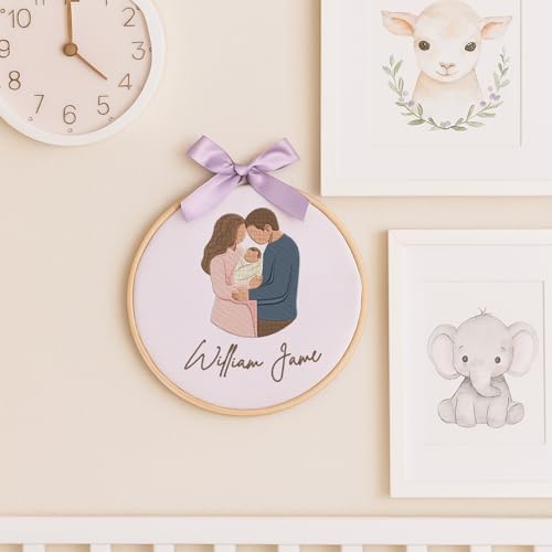 Embroidery Baby Name Sign, Personalized Welcome Baby Hoop Sign with Bow, Custom Baby Name Sign for Hospital, Infant Baby Shower Gifts New Parents (11) - Image 7