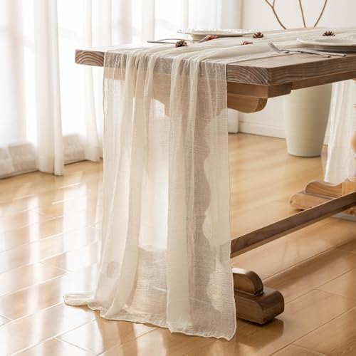 6Pcs White Cheesecloth Table Runner 120 Inches for Party Home Decor - Image 5