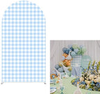 Plaids Arch Backdrop Cover for Silly Goose Baby Shower Arch Frame Stretchy Cover Gingham Kids 1st Birthday Party Fiesta Decorations (7.2x4ft Cover,Blue) by ittsmnt