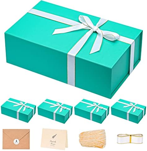 Mint Blue Gift Box with Magnetic Lid for Christmas, 13.85"x8.35"x4.45" by Lifelum
