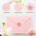 100 Pieces Pink Invitation Envelopes 5x7with Wax Seal Sticker - Image 4