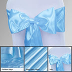 Babenest 50pcs Satin Chair Sashes Ties for Party Wedding, Baby Blue - Image 5