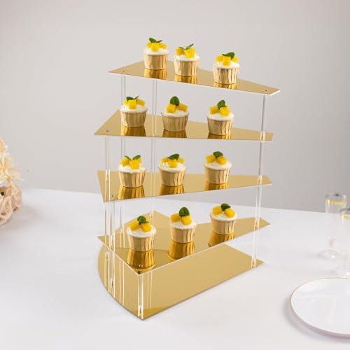 Efavormart 4-Tier Gold Spiral Cupcake Stand Mirror Finish Stairway Dessert Display, Elegant Vanity Storage Perfume Organizer Holder - 17" Tall by efavormart