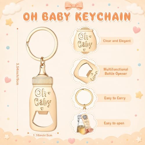 Vesici 25 Sets Baby Shower Favors for Guests Mini Handmade Footprint Scented Soap with Bottle Openers Keychains and Thank You Cards for Shower Gender Reveal Party Favors (Oh Baby) - Image 2