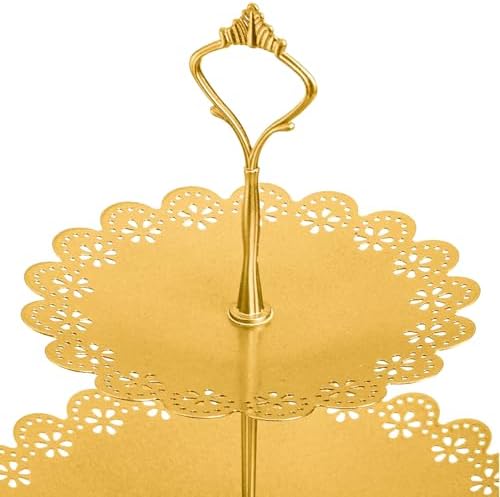 10 Pieces Gold Cake Stand Set, Metal Round Cupcake Holder Dessert Display Plate Serving Platter, Dessert Table Stands and Trays Set for Christmas, Wedding, Birthday, Anniversary, Tea Party - Image 5