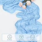 20 Pack Baby Blue Cheesecloth Table Runner 20 x 120 Inch Long Rustic Gauze Cheese Cloth Table Runner for Wedding 10FT Bridal Baby Shower Table Decorations Boho Fabric Sheer Birthday Party Table Decor - Image 5
