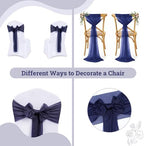 MDS Pack of 75 Chiffon Chair Sashes for Wedding & Event Décor - Navy Blue - Image 4