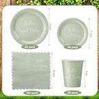 Mifoci 244 Pcs Sage Green Party Tableware Set, Plates Cups Napkins - Image 2