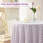 Lavender White Gingham Nightstand End Tablecloth Round Dia.51” - Image 3