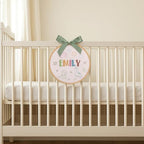 Embroidery Baby Name Sign, Personalized Welcome Baby Hoop Sign with Bow, Custom Baby Name Sign for Hospital, Infant Baby Shower Gifts New Parents (13) - Image 6