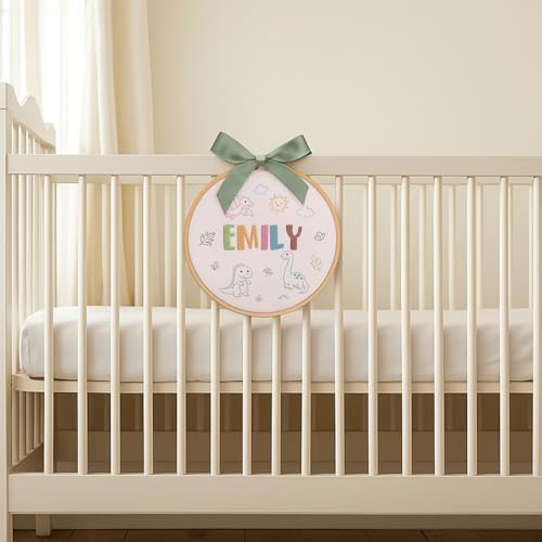 Embroidery Baby Name Sign, Personalized Welcome Baby Hoop Sign with Bow, Custom Baby Name Sign for Hospital, Infant Baby Shower Gifts New Parents (13) - Image 6