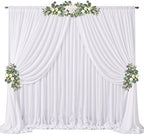 20ft x 10ft White Chiffon Backdrop Curtains, Wrinkle-Free Sheer Chiffon Fabric Photo Curtain Drapes for Wedding Ceremony Arch Party Stage Photography Decorations by WishCare