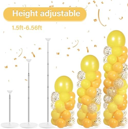 2 Sets Adjustable Balloon Column Stand Kit with Bases（Golden Yellow） - Image 4