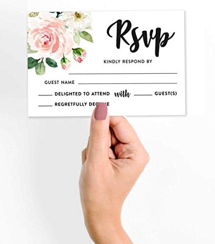 50 Blank RSVP Cards with White Envelopes Floral 4"x6" Response Cards-RSVP Reply Card for Wedding-Bridal Shower-Baby Shower-Rehearsal Dinner - Image 3