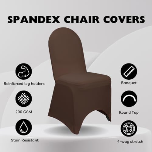 YOUR CHAIR COVERS - 50 Pack Stretch Spandex Banquet Chair Cover - Chocolate Brown, Wedding Slip, Premium Quality - Image 2