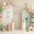 Remagr 2 Pcs One Silly Goose Baby Shower Gingham Arch Backdrop Covers - Image 5