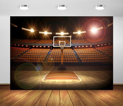 BELECO 15x10ft Fabric Basketball Court Backdrop Arena Sports Background Theme Party Decorations Birthday Baby Shower Cake Table Decor Banner Photo Booth Studio Props - Image 4