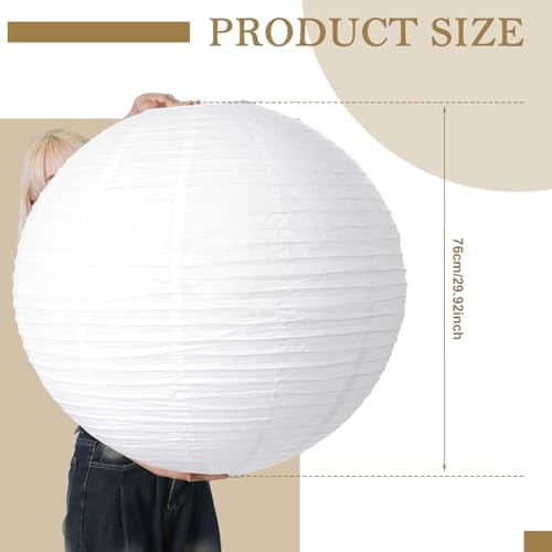 Glooglitter 5 Pcs 30 Inch White Paper Lanterns Large Paper Lamp - Image 2