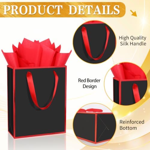 Epoesch 24 Pack Gift Bags with Handles & 24 Tissue Papers – 8x5x10 Inches - Image 3