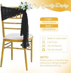 60 PCS Black Cheesecloth Chair Sashes, 16 x 70 inch Cheesecloth Sashes Rustic Chair Decorative Bows Designed ChairCover for Wedding Banquet Party Aisle Home Kitchen Decoration - Image 4