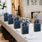 Yeaqee 50 Pcs Metallic Paepr Gift Bags Bulk with Handles,Navy Blue, Gold - Image 6