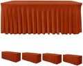 HolidayIdeas 4 Pack Rust Spandex Table Skirts 8ft Fall Tablecloths Ruffle by HolidayIdeas