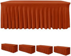 HolidayIdeas 4 Pack Rust Spandex Table Skirts 8ft Fall Tablecloths Ruffle by HolidayIdeas