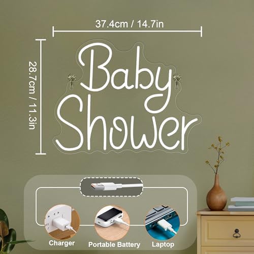 YuanDian Baby Shower Neon Sign, Dimmable LED Neon Lights USB Powered for Wall Decor, Baby Room Decorations, Light up Welcome Signs for Shower Party Birthday Backdrop - Image 6