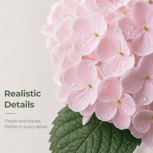 Artificial Pink Hydrangea Flower in Vase Faux Floral for Bedroom Gift Decor - Image 2