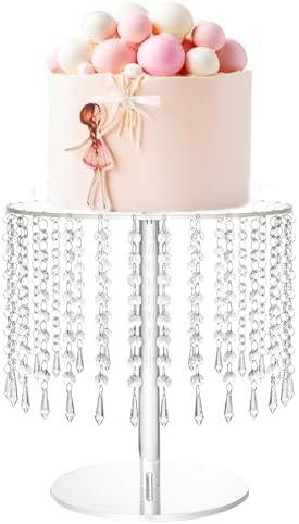 Cake Stands for Party, Clear Acrylic Cake Stand for Dessert Table, 12.2in Round Crystal Cake and Cupcake Stand for Wedding Birthday Party Event Decorations by LANLONG