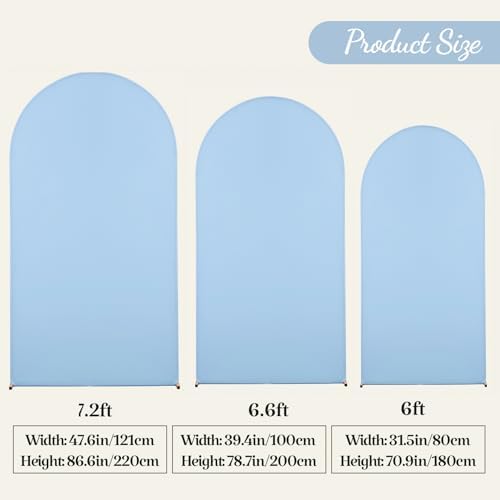 Wedding Arch Backdrop Cover Set of 3, White and Blue Double Color Arch Stand Cover, 7.2FT, 6.6FT, 6FT Spandex Fitted Arch Covers for Wedding Baby Shower Party Banquet Photography Background Decoration - Image 6