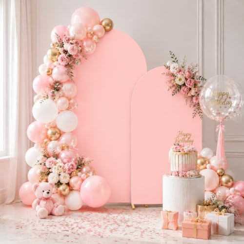 Pink Arch Cover 7.2 and 6ft Spandex Birthday Arch Backdrop Cover Set of 2 - Image 4