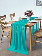 Pufogu 10 Pack 10Ft Turquoise Chiffon Table Runner Sheer 29x120 Inch - Image 6