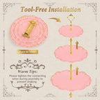 10 Pcs Cupcake Stand,Dessert Table Display Set with Gold Rim, 3 x Three-Tier and 3 x Two-Tier Cake Stands，4 x Appetizer Serving Trays for Birthday, Wedding, Baby Shower,Tea Party (Pink) - Image 4