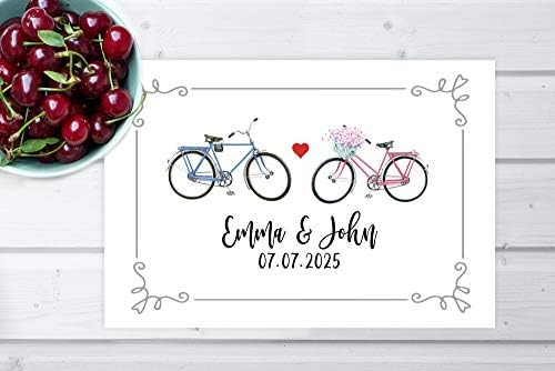 Andaz Press Custom Personalized Disposable Paper Placemats, 12 x 18 Inch, Set of 25, Couple Vintage Bicycle, Tableware, Dining, Tabletop, Table Setting for Wedding, Bridal Shower - Image 4