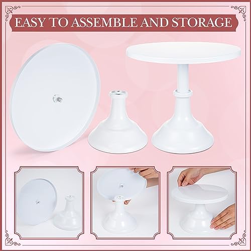 Umigy 6 Pcs White Cake Stand Sets for Dessert Table Display 8/10/12 Inch Metal Cake Stands Round Cupcake Holder for Wedding, Birthday, Party, Graduation, Baby Shower - Image 3