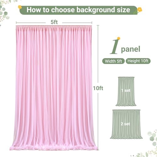 Baby Pink Tulle Backdrop Curtain for Parties Wedding,5ft x 10ft Wrinkle Free Curtain Backdrop,2 Layer Drapes for Backdrop,Polyester Back Drop for Bridal Shower Birthday Baby Shower Photography - Image 7