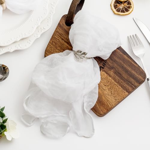 100 Pack White Cheesecloth Napkins Washable 21x21 Inches White Cloth Napkins Set of 100 Dinner Table Napkins for Wedding Cotton Gauze Bridal Baby Shower Rustic Boho Summer Party Table Decor - Image 6