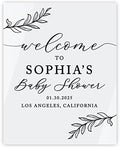 Andaz Press 16"X20" White Personalized Acrylic Baby Shower Welcome Sign, Gender Neutral Large Custom Welcome Baby Shower Sign For Easel Stand, Rustic Laurel Leaves Acrylic Baby Shower Sign by AndazPress