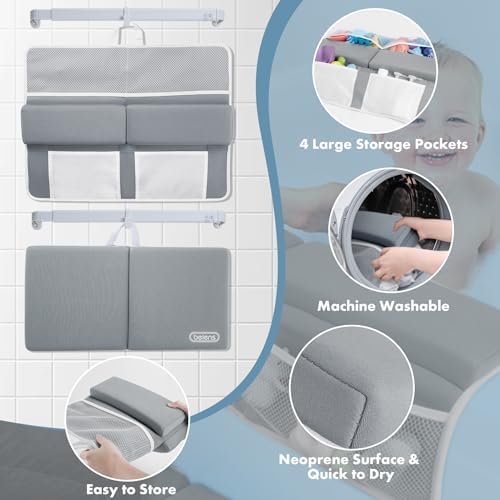 beiens Bath Kneeler and Elbow Rest Pad Set - 1.5'' Comfortable Thick Baby Bath Kneeler Pads, Quick Dry Soft Kneeling Pad for Baby Bath Time, Non-Slip Knee& Arm Support Bathtub Mat with Toys Organizer - Image 4
