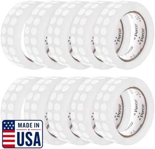 Perco Clear Perforated Round Circle Dot Sticker 1/2-Inch Labels — 10 Rolls, 30,000 Stickers—Invitations, Packaging for Invisible Sealing, Barcode Overlay & Discreet Labeling, Strong Adhesive—USA Made by Perco