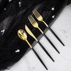 I00000 300Pcs Black Plastic Silverware, Happy New Year Gold Disposable Silverware, Black and Gold Plastic Utensils Include 100 Forks 100 Knives 100 Spoons,Disposable Cutlery for Wedding (Pack of 2) - Image 5