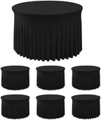 6 Pack Black Spandex Table Skirts for 60 Inch Round Tables, Wedding Party by HolidayIdeas